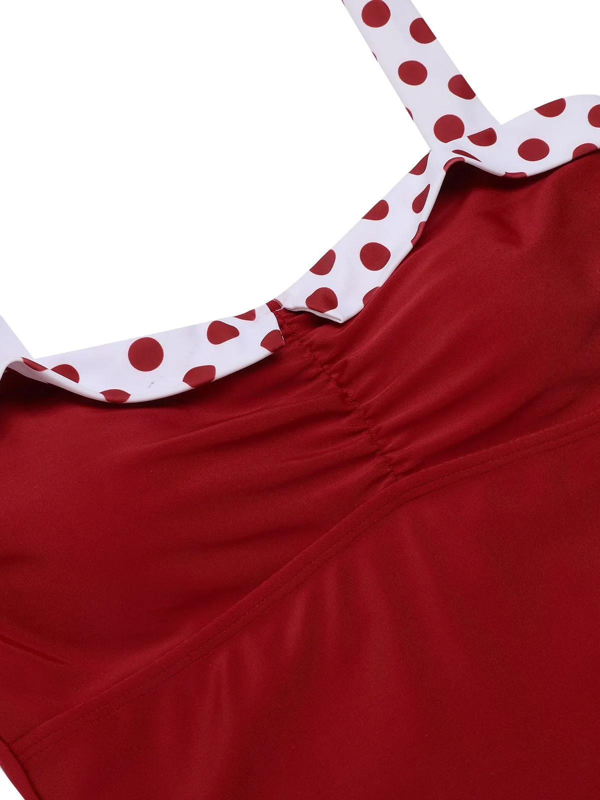 Red 1940s Halter Patchwork One-piece Swimsuit sold by Retro Stage product image thumbnail 5