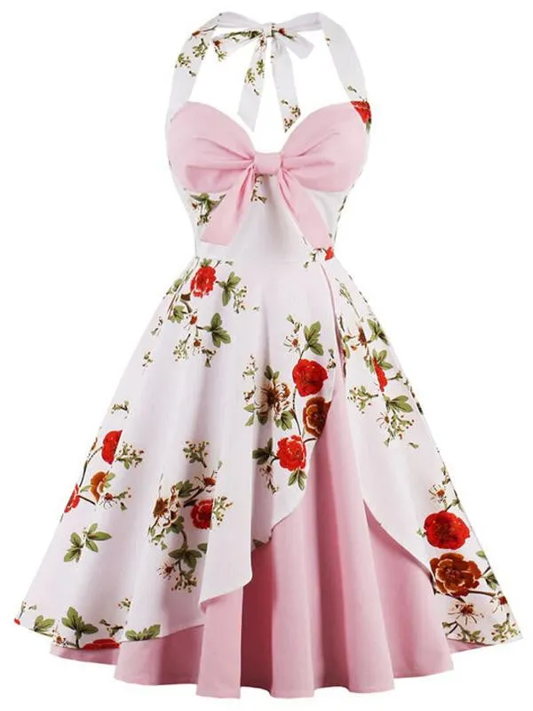 1950s Halter Floral Swing Dress sold by Retro Stage