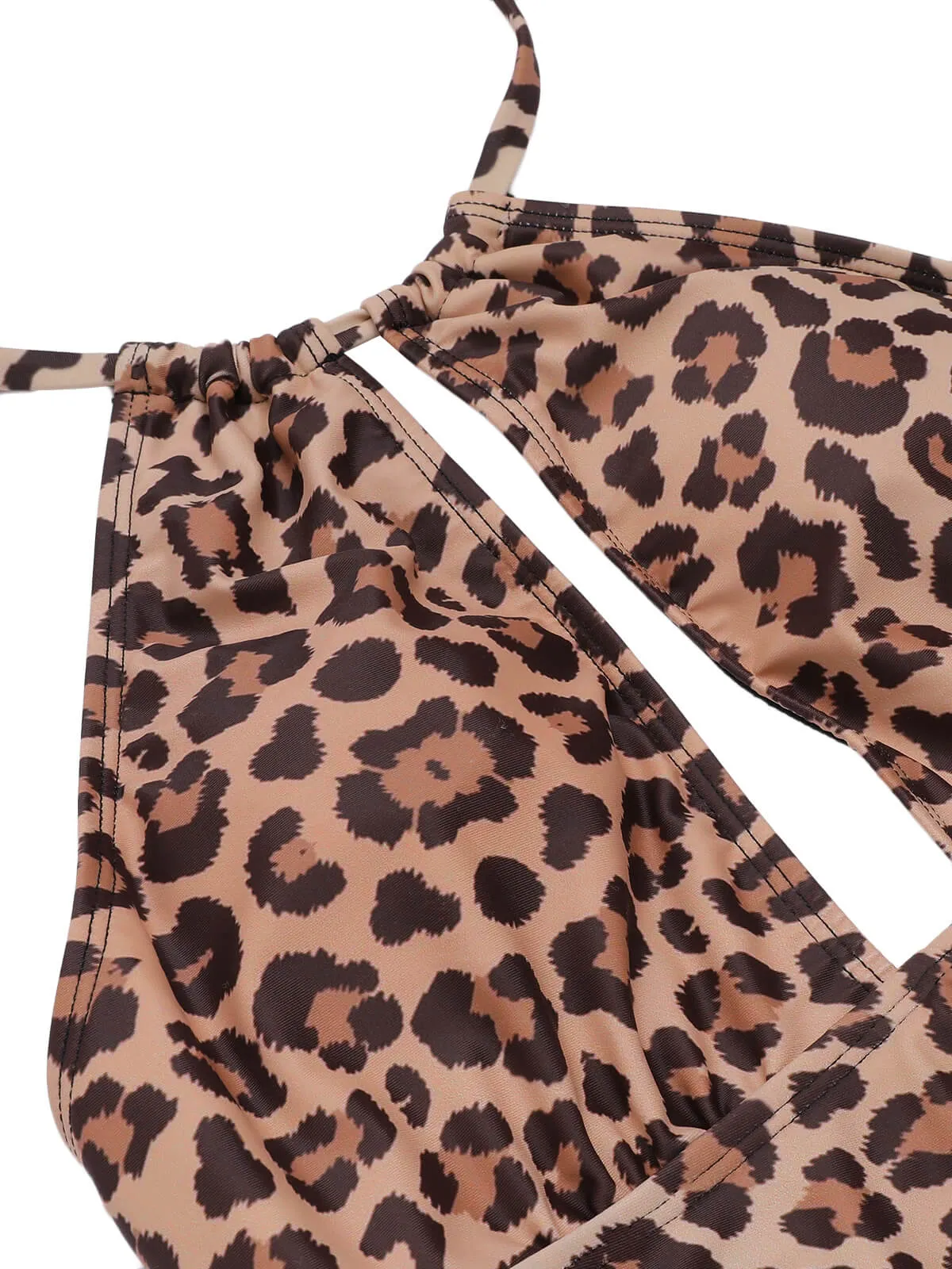 Brown 1930s Leopard V-Neck Halter Swimsuit sold by Retro Stage product image thumbnail 5