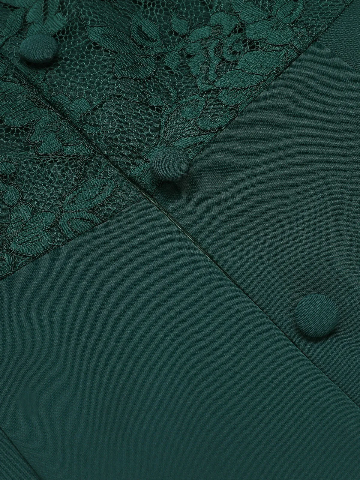 Dark Green 1960s Lace Off-shoulder Dress sold by Retro Stage product image thumbnail 5