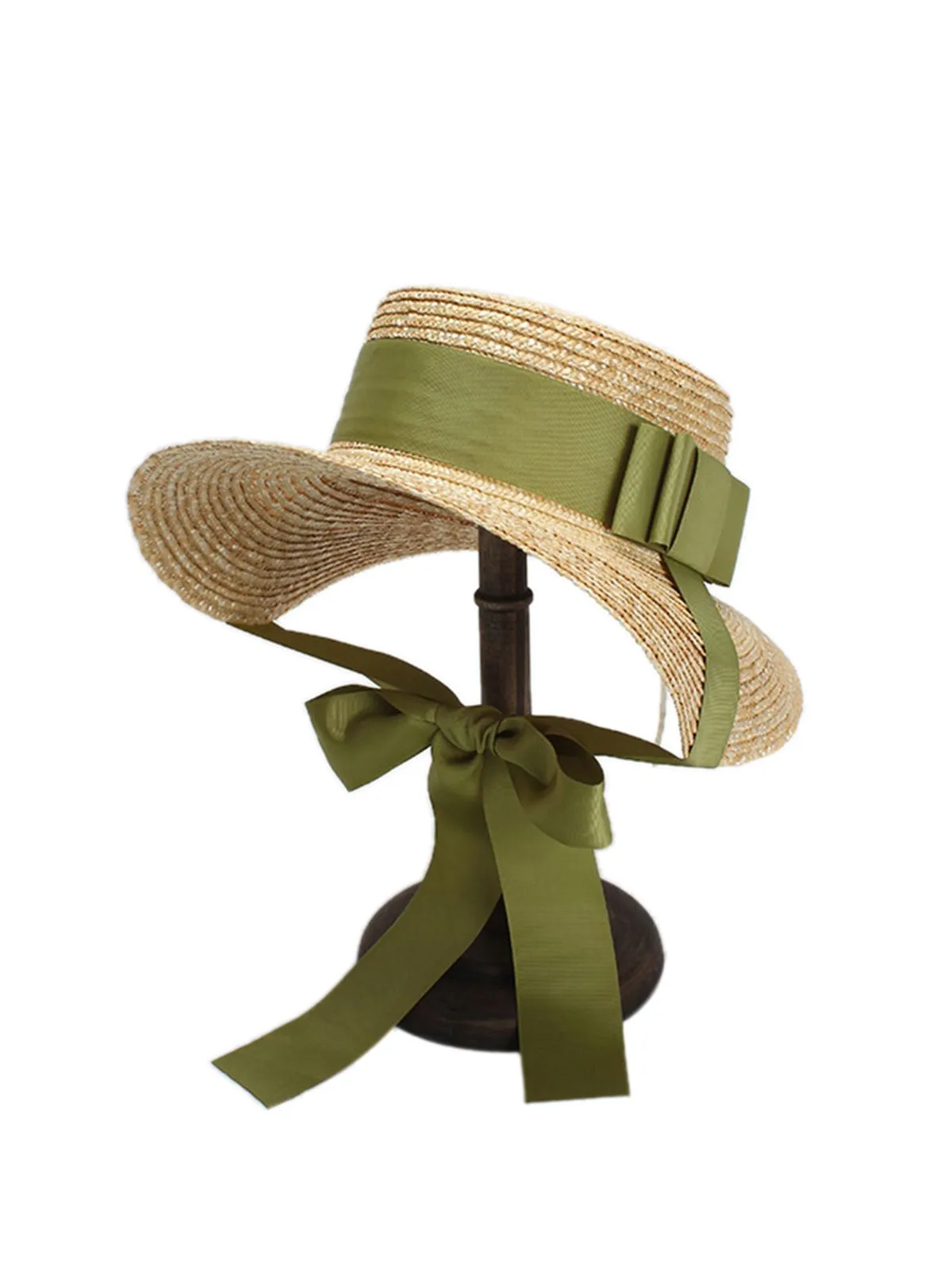 Retro Green Ribbon Raffia Sun Hat sold by Retro Stage product image thumbnail 3