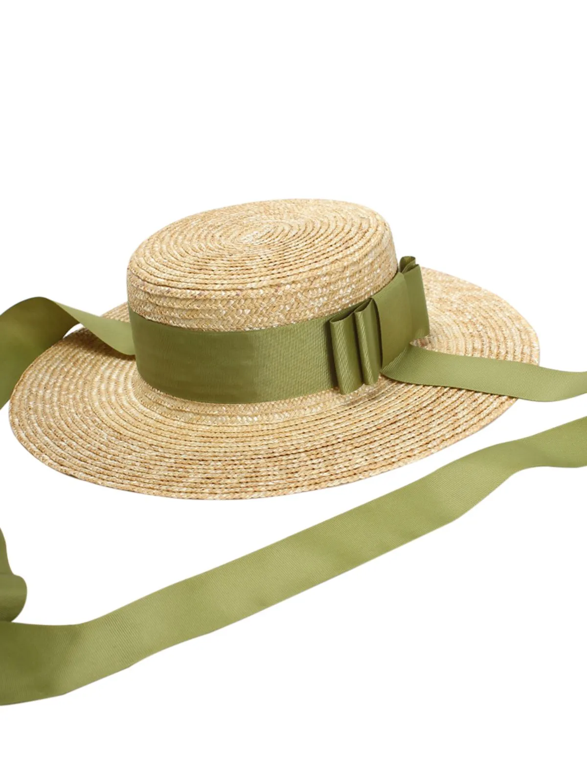 Retro Green Ribbon Raffia Sun Hat sold by Retro Stage product image thumbnail 4