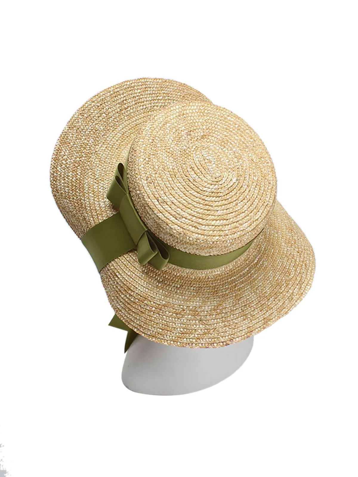 Retro Green Ribbon Raffia Sun Hat sold by Retro Stage product image thumbnail 2