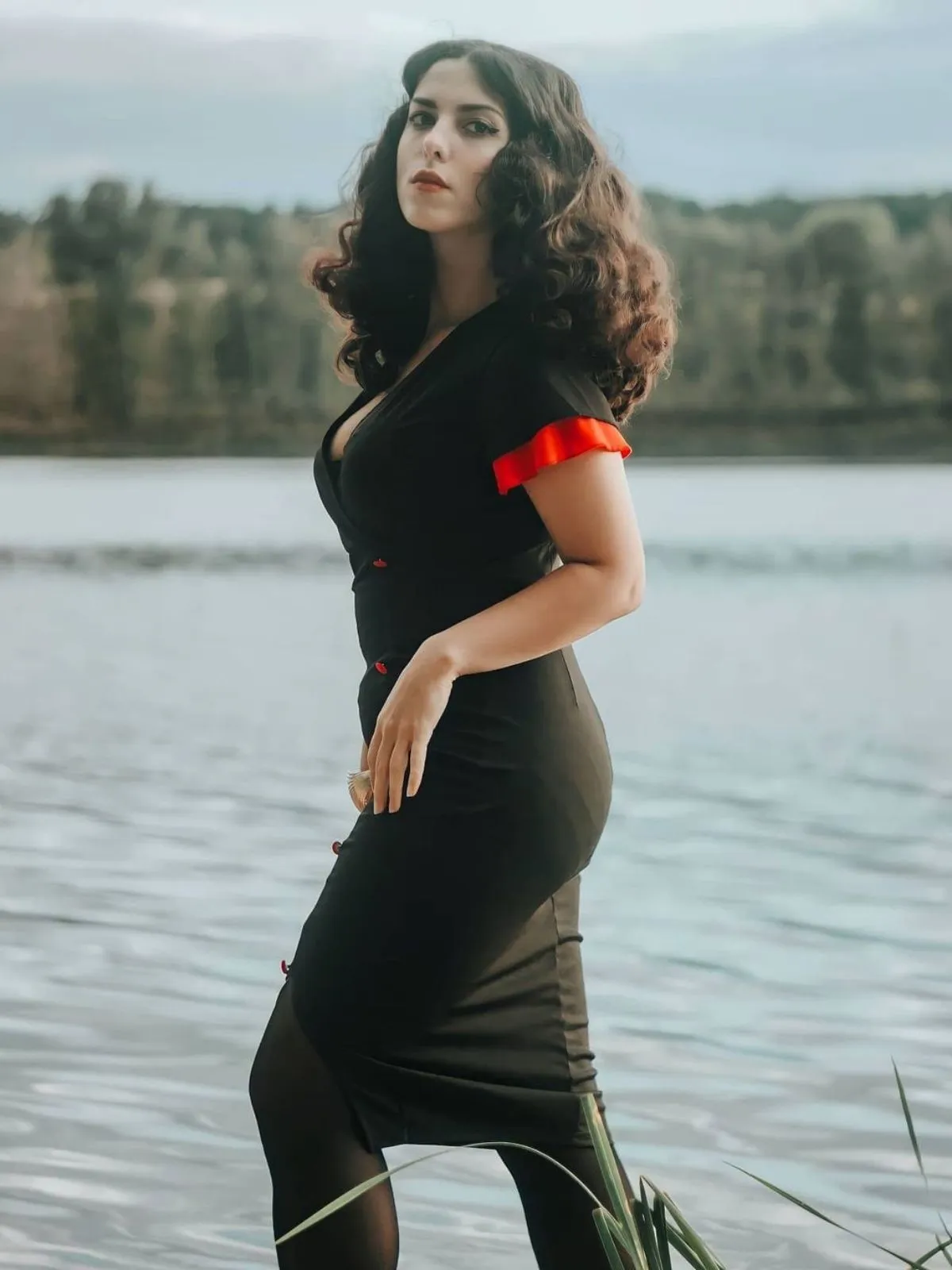 Black 1960s Button Slit Bodycon Dress sold by Retro Stage