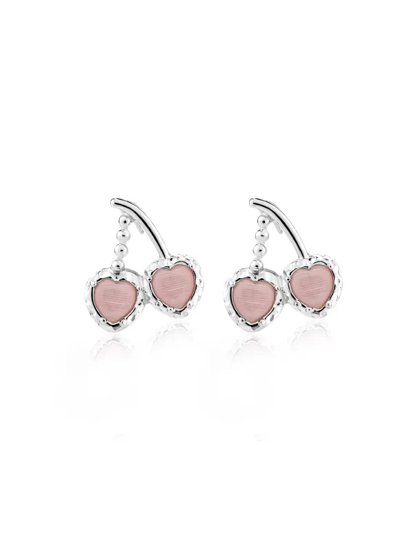 Retro Cherry Pink Trim Alloy Earrings sold by Retro Stage