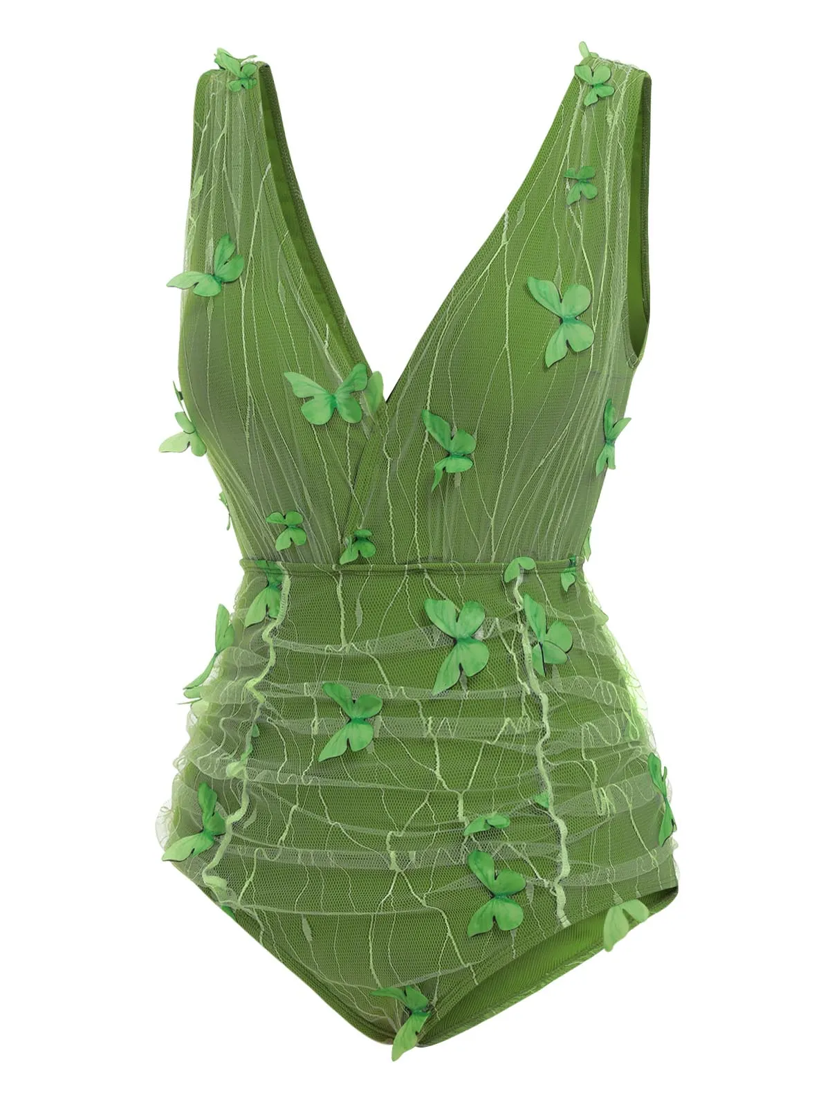 Green 1960s 3D Butterfly Mesh Swimsuit sold by Retro Stage product image thumbnail 3