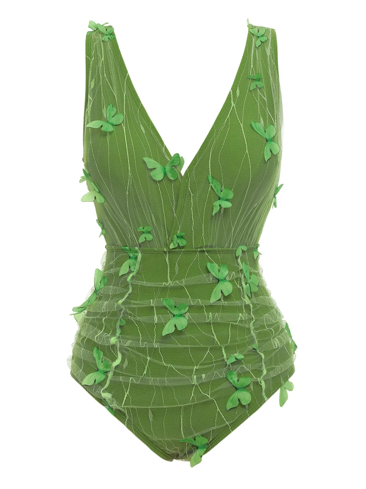 Green 1960s 3D Butterfly Mesh Swimsuit sold by Retro Stage product image thumbnail 2