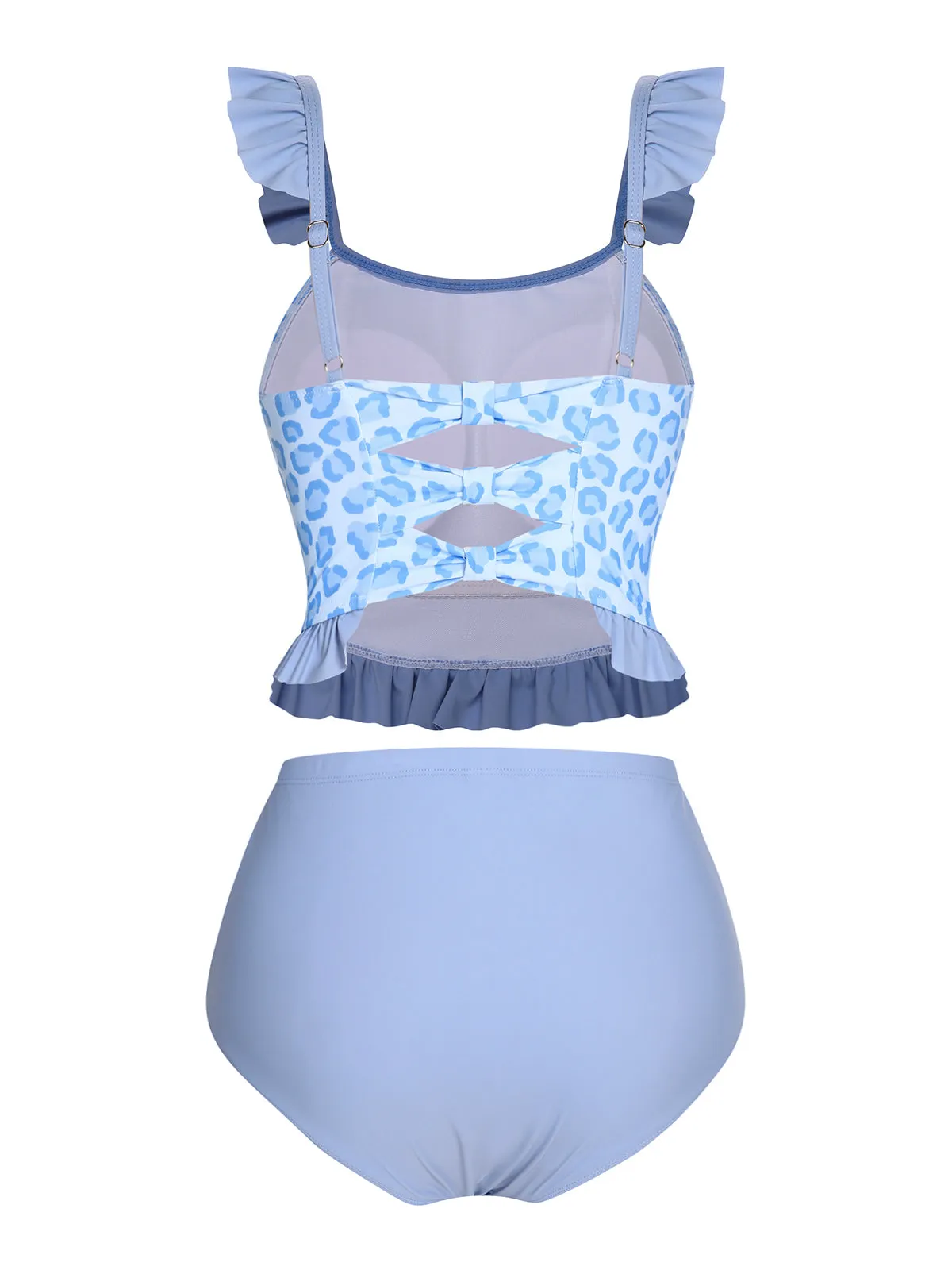 2PCS Blue 1940s Leopard Patchwork Swimsuit sold by Retro Stage product image thumbnail 4