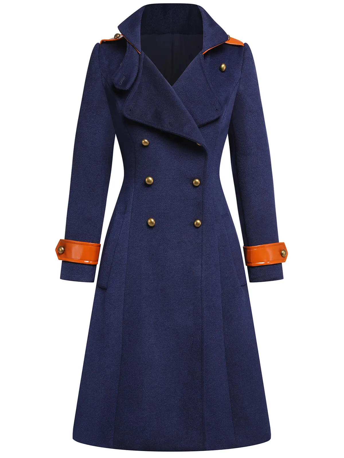 Navy Blue 1950s Patchwork Button Coat sold by Retro Stage product image thumbnail 5