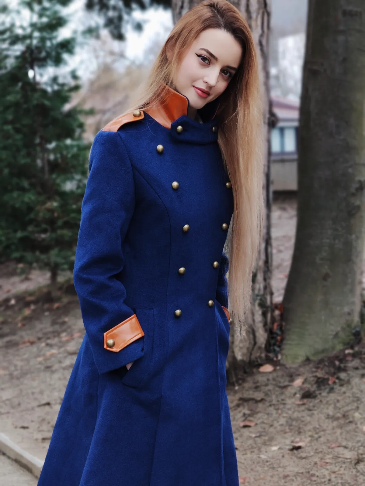 Navy Blue 1950s Patchwork Button Coat sold by Retro Stage product image thumbnail 4
