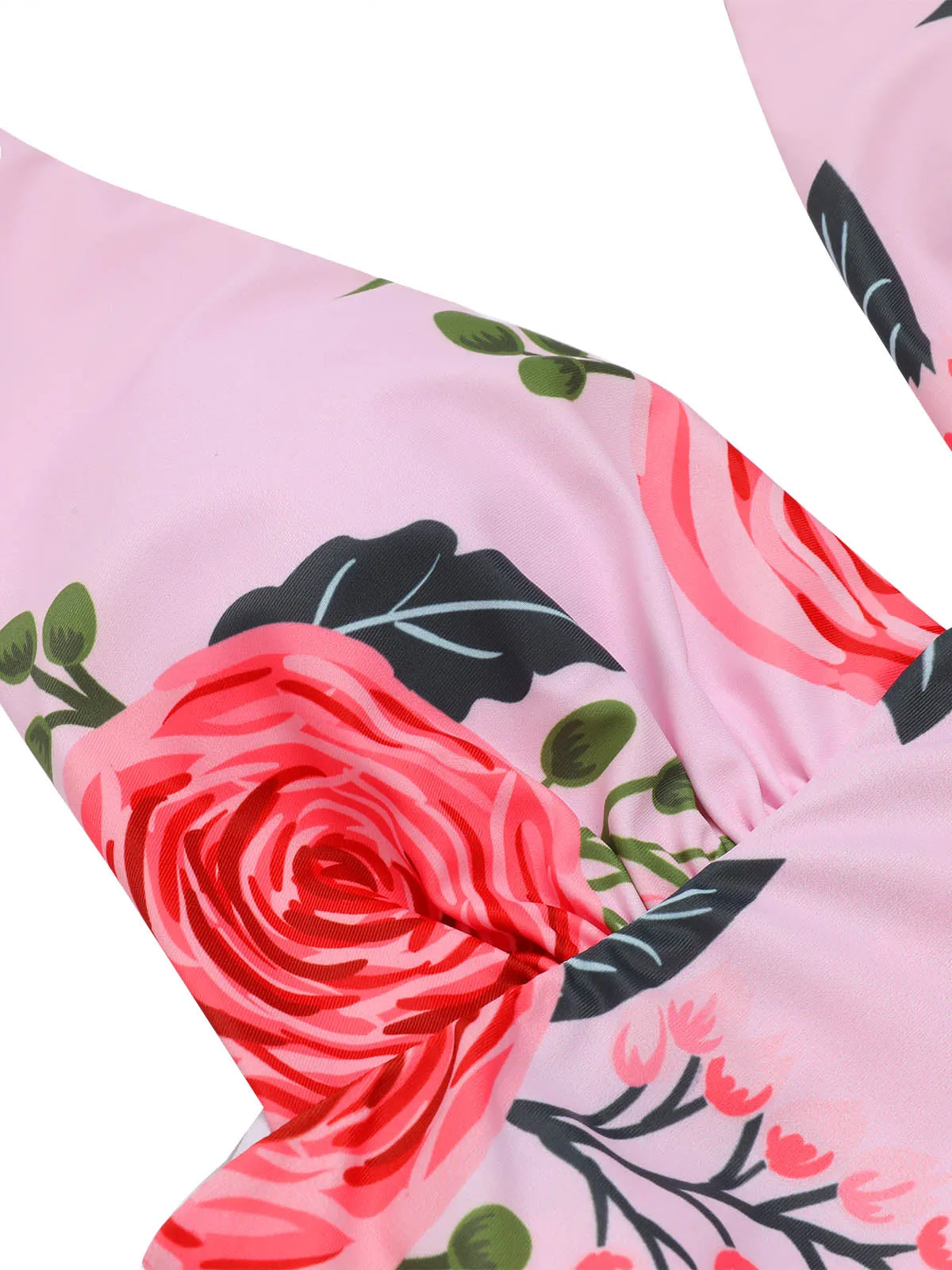 Pink 1930s Roses Halter Belt Swimsuit sold by Retro Stage product image thumbnail 5