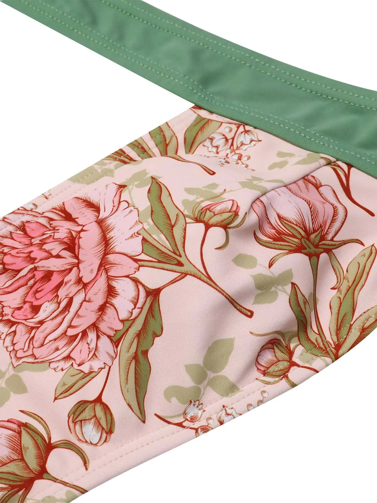 Green 1930s Peony Halter One-Piece Swimsuit sold by Retro Stage product image thumbnail 5