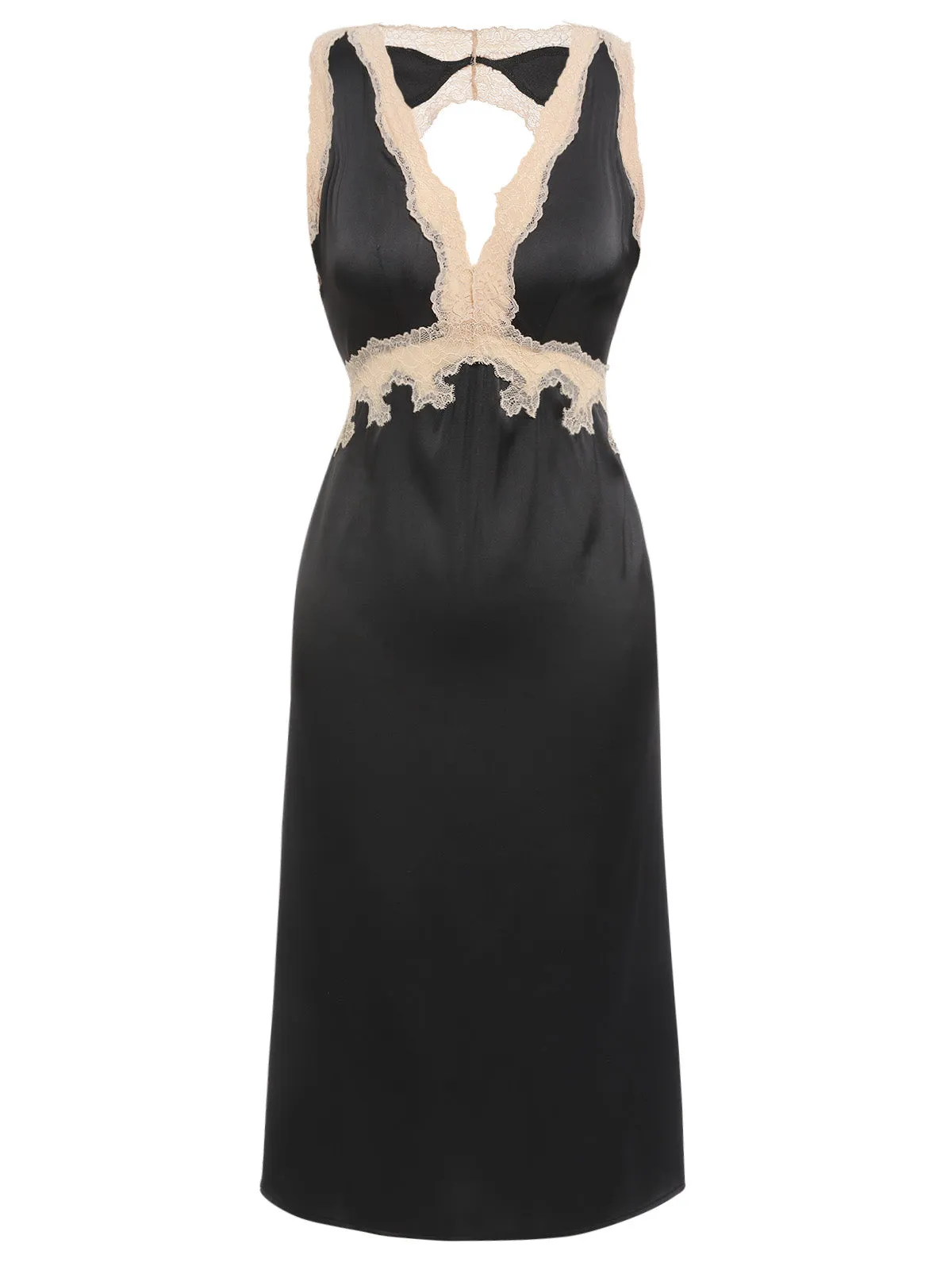 1950s Lace Backless V-Neck Satin Sleepwear sold by Retro Stage