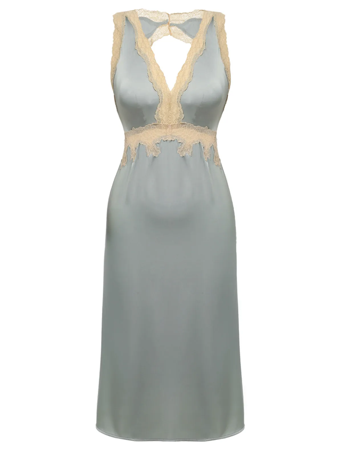 1950s Lace Backless V-Neck Satin Sleepwear sold by Retro Stage product image thumbnail 5