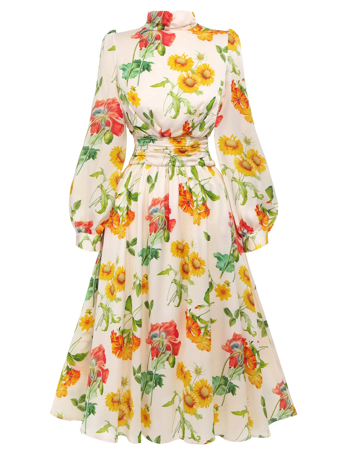 1930s Flower Long Sleeves Swing Dress sold by Retro Stage product image thumbnail 2