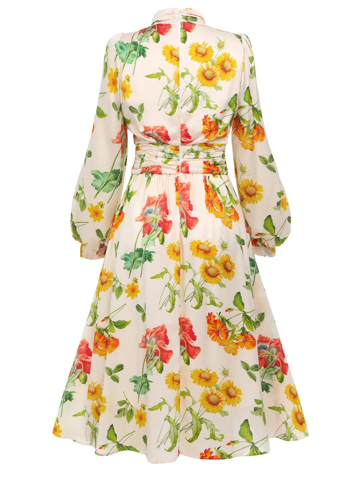 1930s Flower Long Sleeves Swing Dress sold by Retro Stage product image thumbnail 3