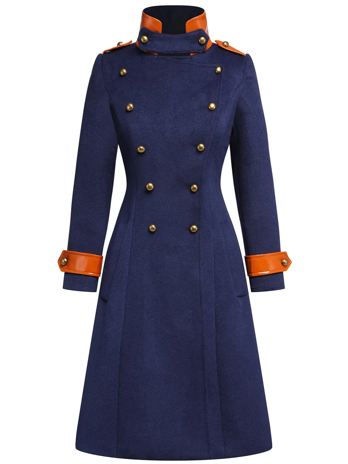 Navy Blue 1950s Patchwork Button Coat sold by Retro Stage product image thumbnail 4