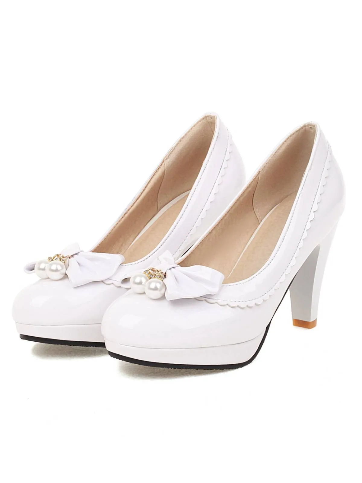 Retro Bow Pearl High Heels Shoes sold by Retro Stage product image thumbnail 5