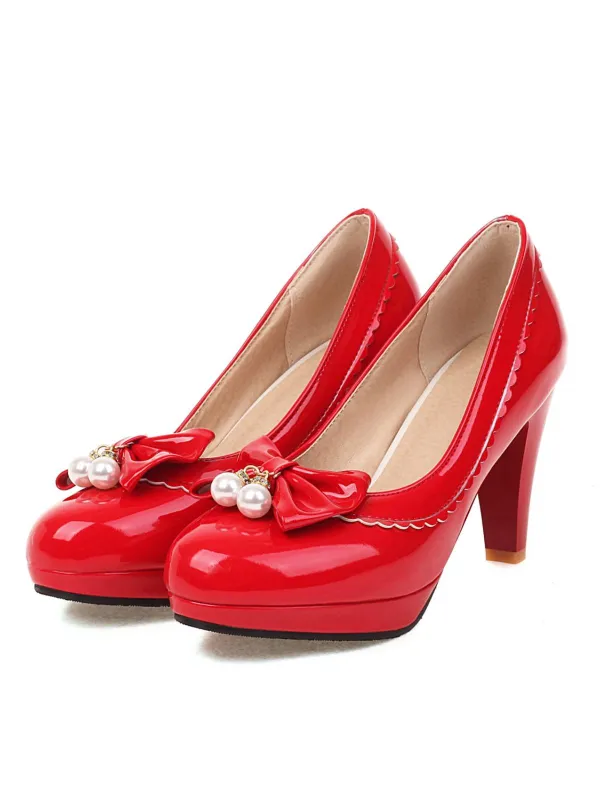 Retro Bow Pearl High Heels Shoes sold by Retro Stage