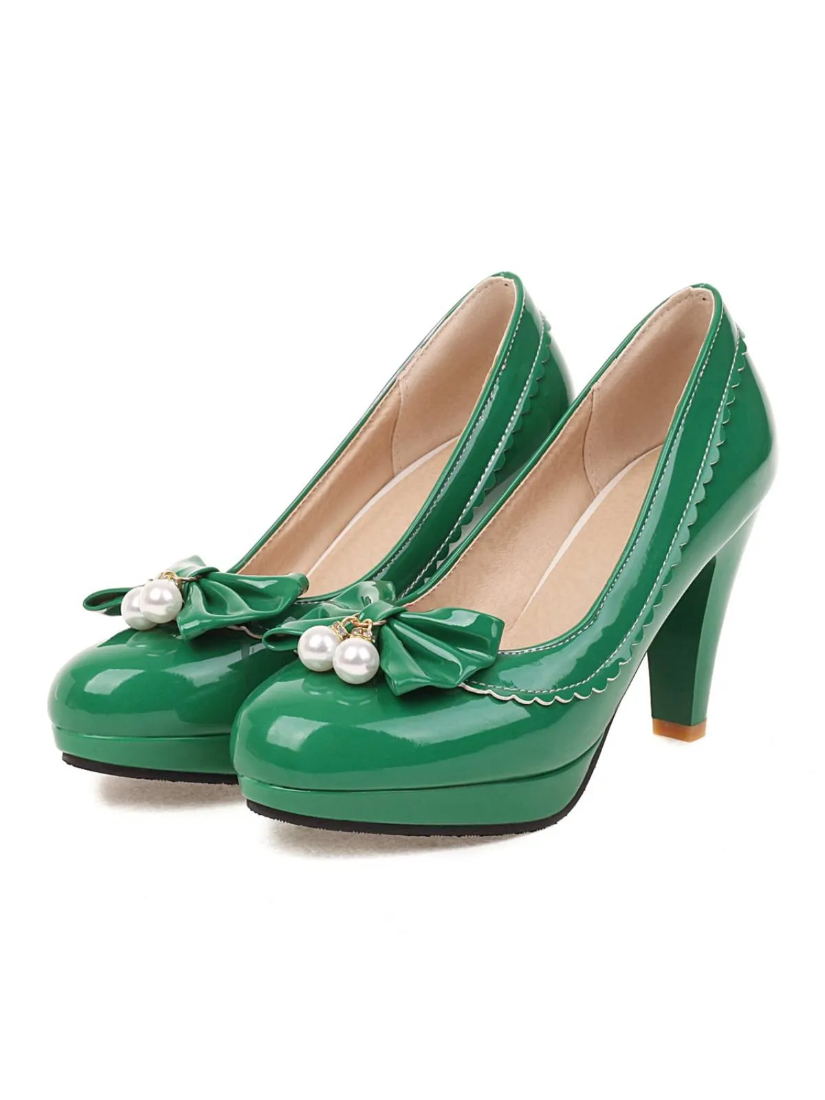 Retro Bow Pearl High Heels Shoes sold by Retro Stage product image thumbnail 4