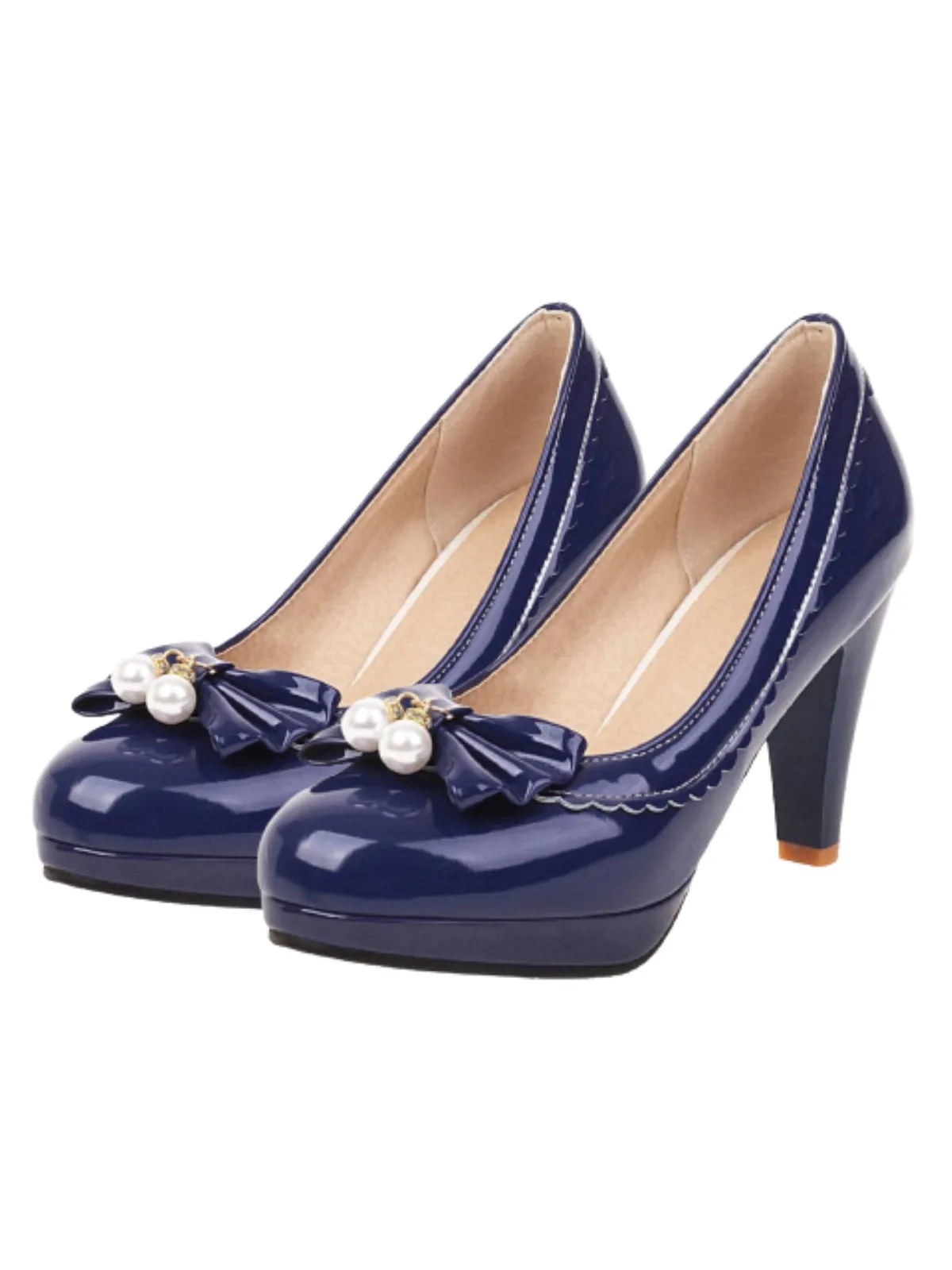 Retro Bow Pearl High Heels Shoes sold by Retro Stage product image thumbnail 2