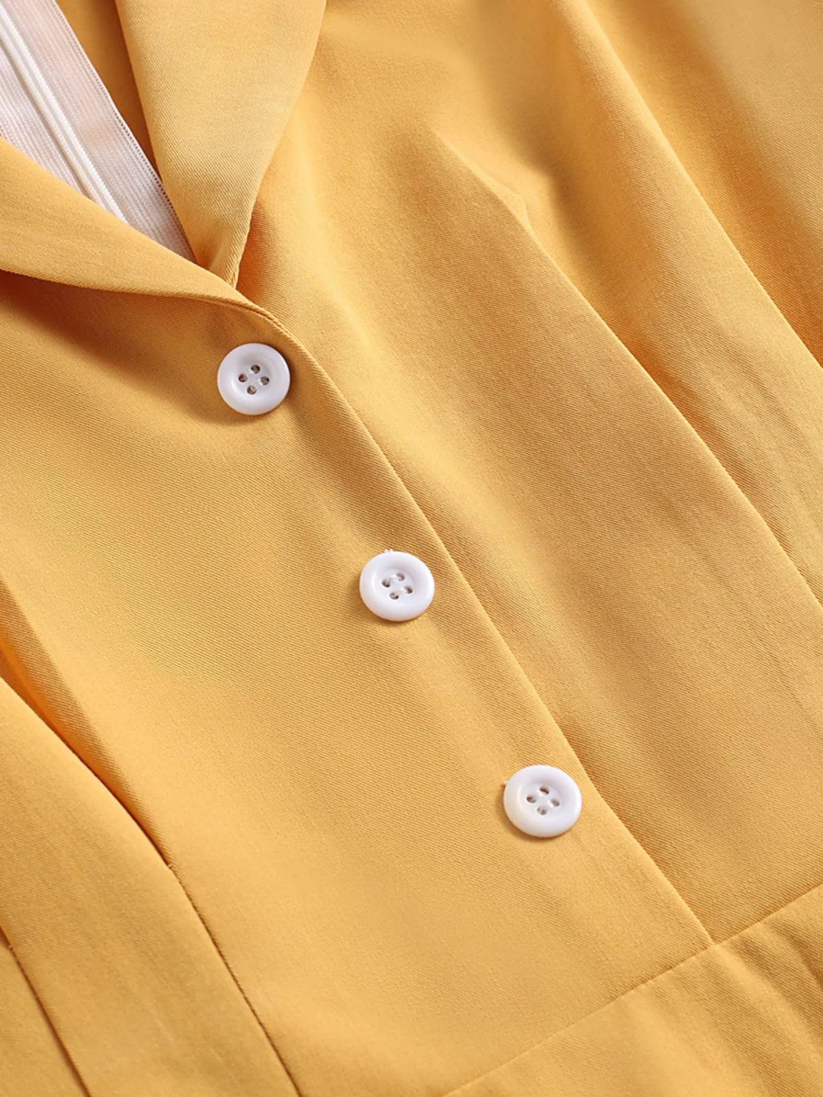 Yellow 1950s Solid Buttoned Swing Dress sold by Retro Stage product image thumbnail 5