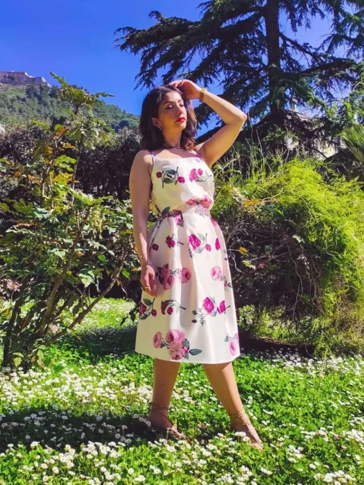 Pink 1950s Rose Floral Swing Dress sold by Retro Stage product image thumbnail 2