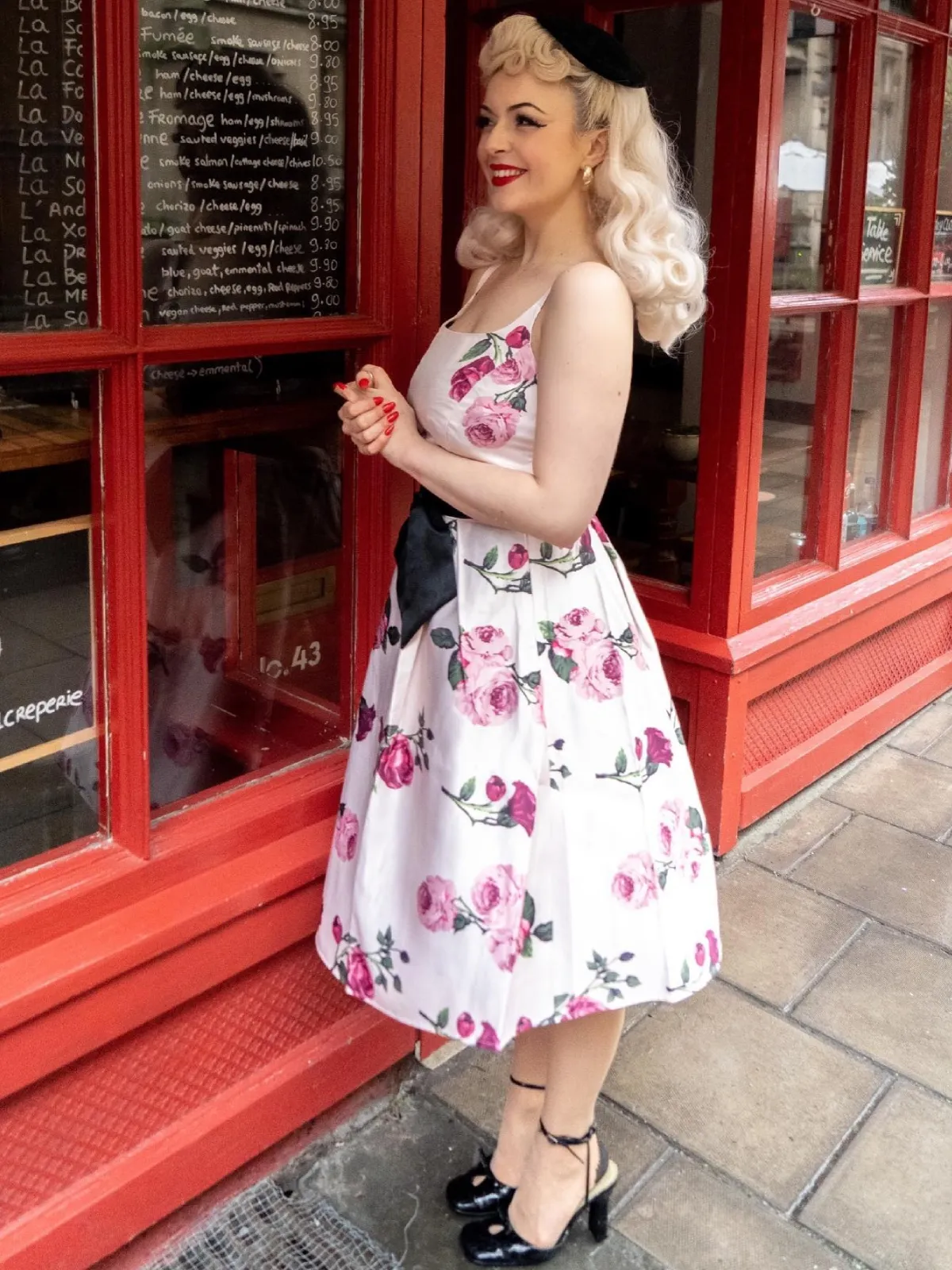 Pink 1950s Rose Floral Swing Dress sold by Retro Stage product image thumbnail 3