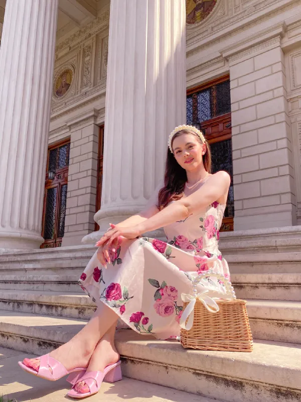 Pink 1950s Rose Floral Swing Dress sold by Retro Stage