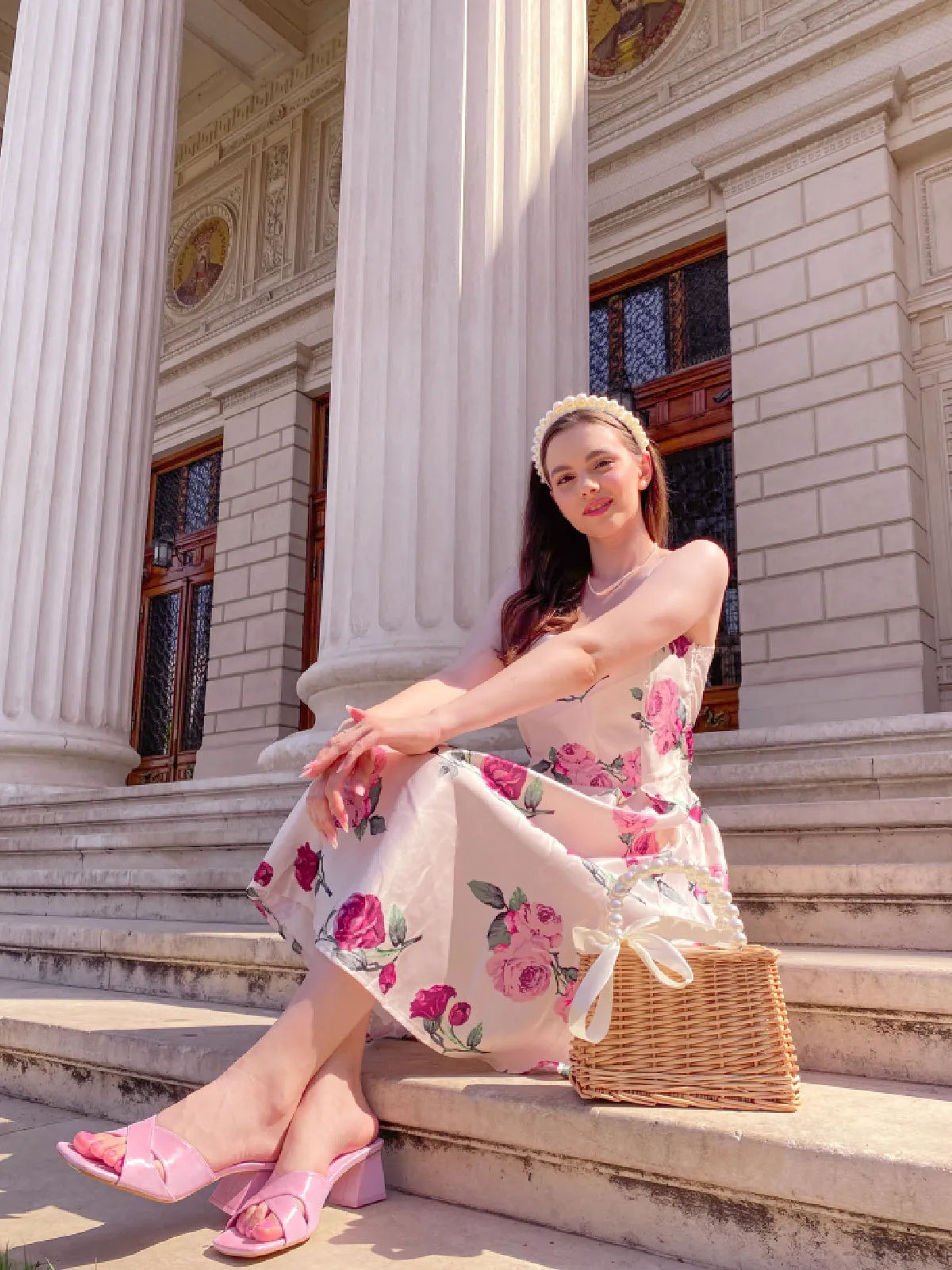 Pink 1950s Rose Floral Swing Dress sold by Retro Stage