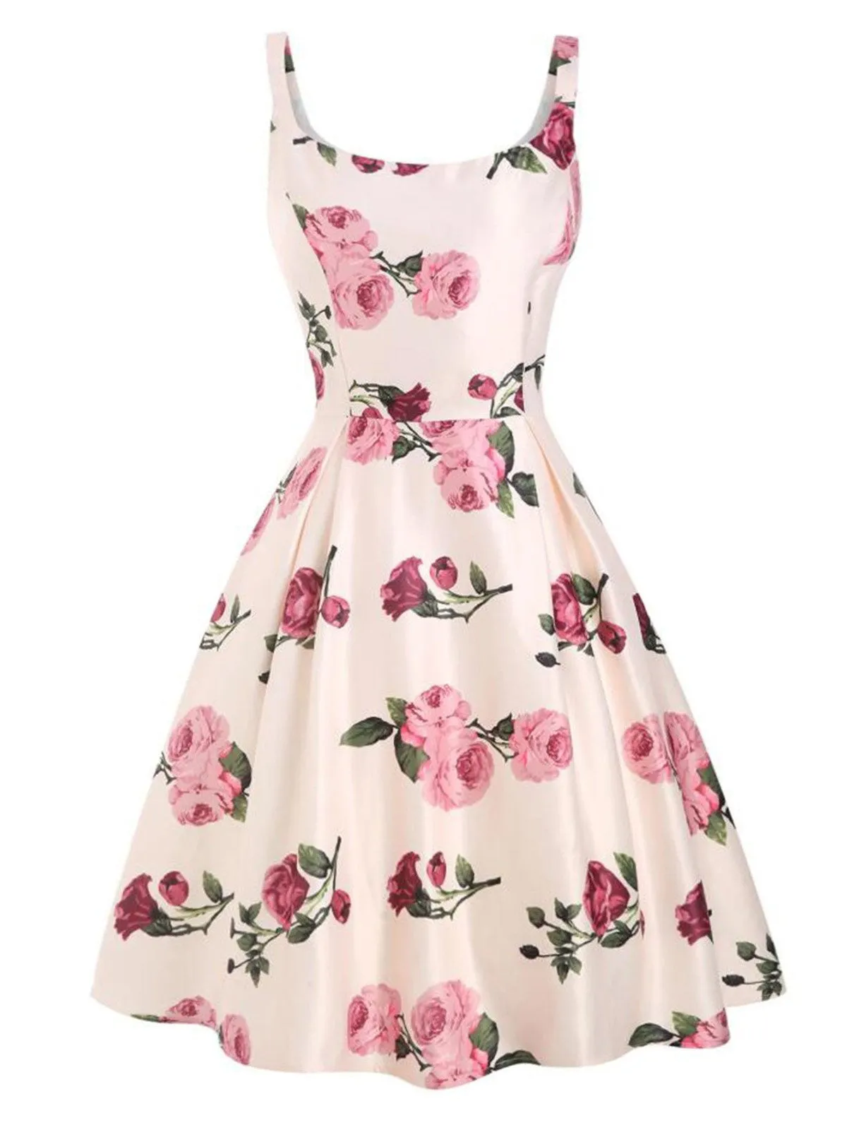 Pink 1950s Rose Floral Swing Dress sold by Retro Stage product image thumbnail 4