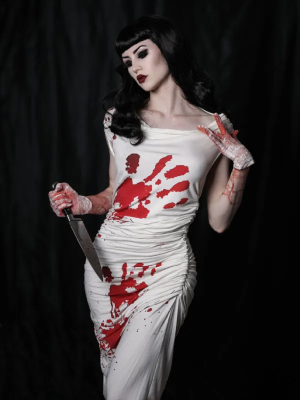 White 1960s Halloween Blood Pencil Dress sold by Retro Stage