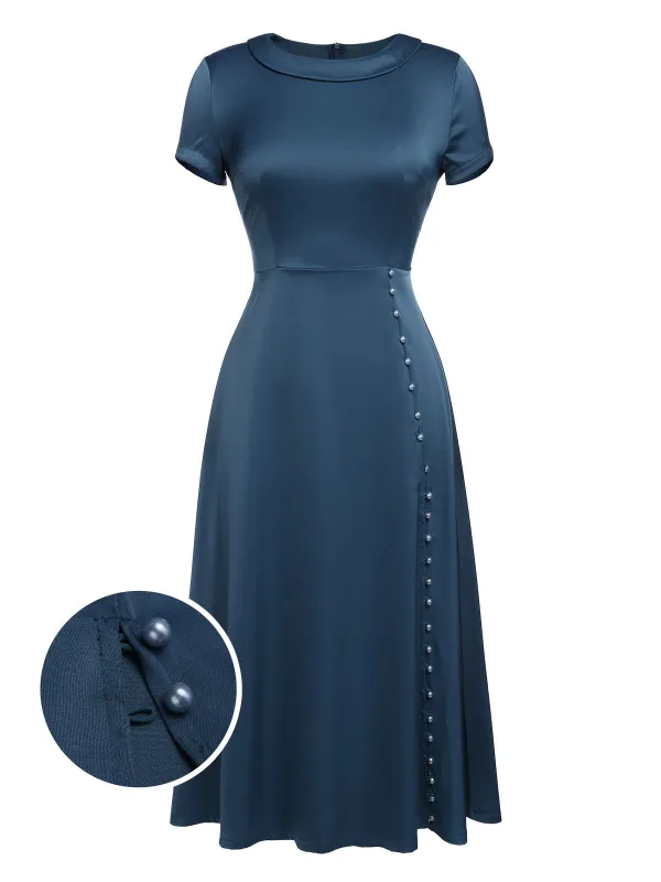 Blue 1940s Pearl Buttons Darlene Dress sold by Retro Stage