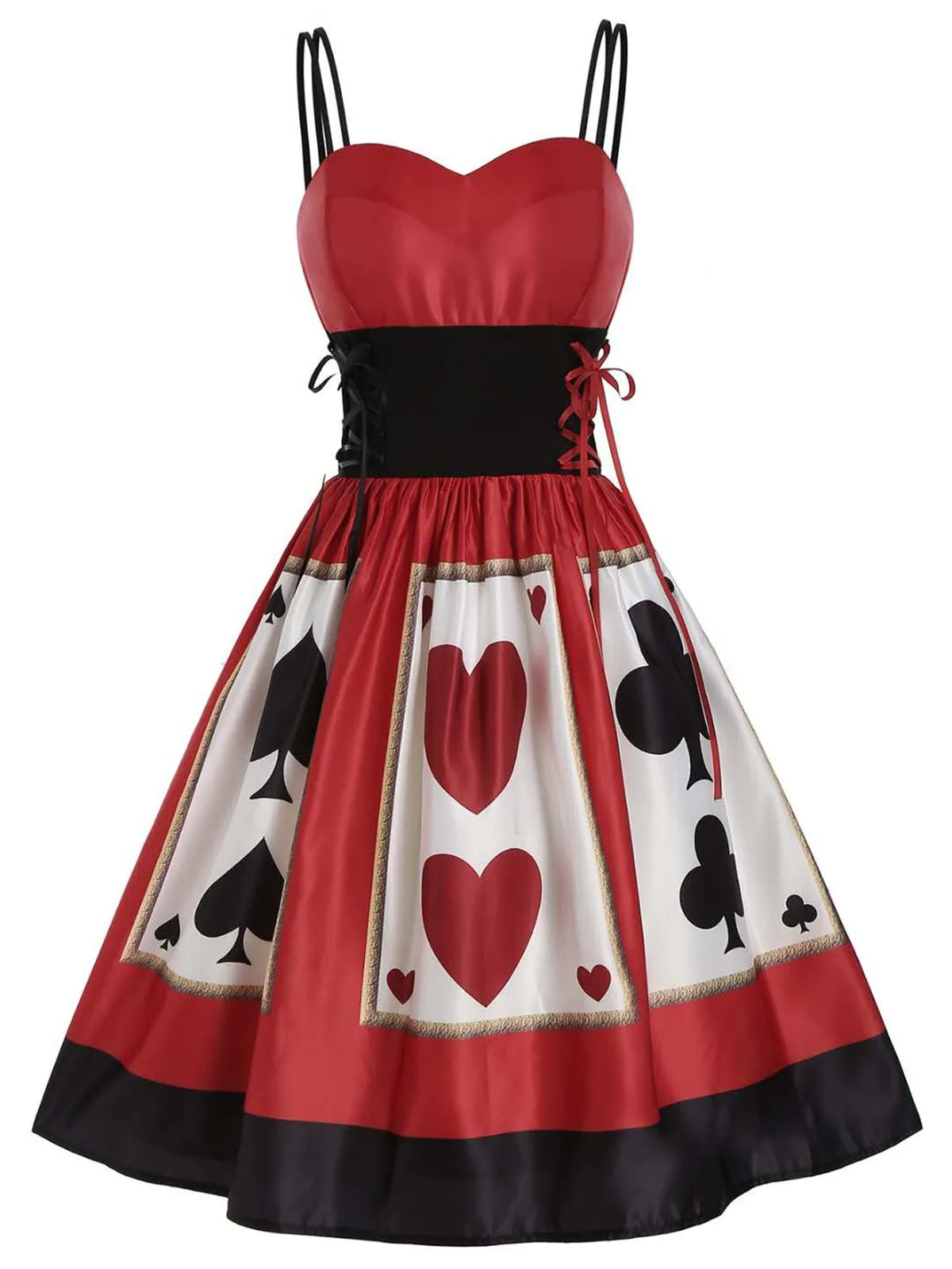 Red 1950s Strap Poker Costume Dress sold by Retro Stage product image thumbnail 2