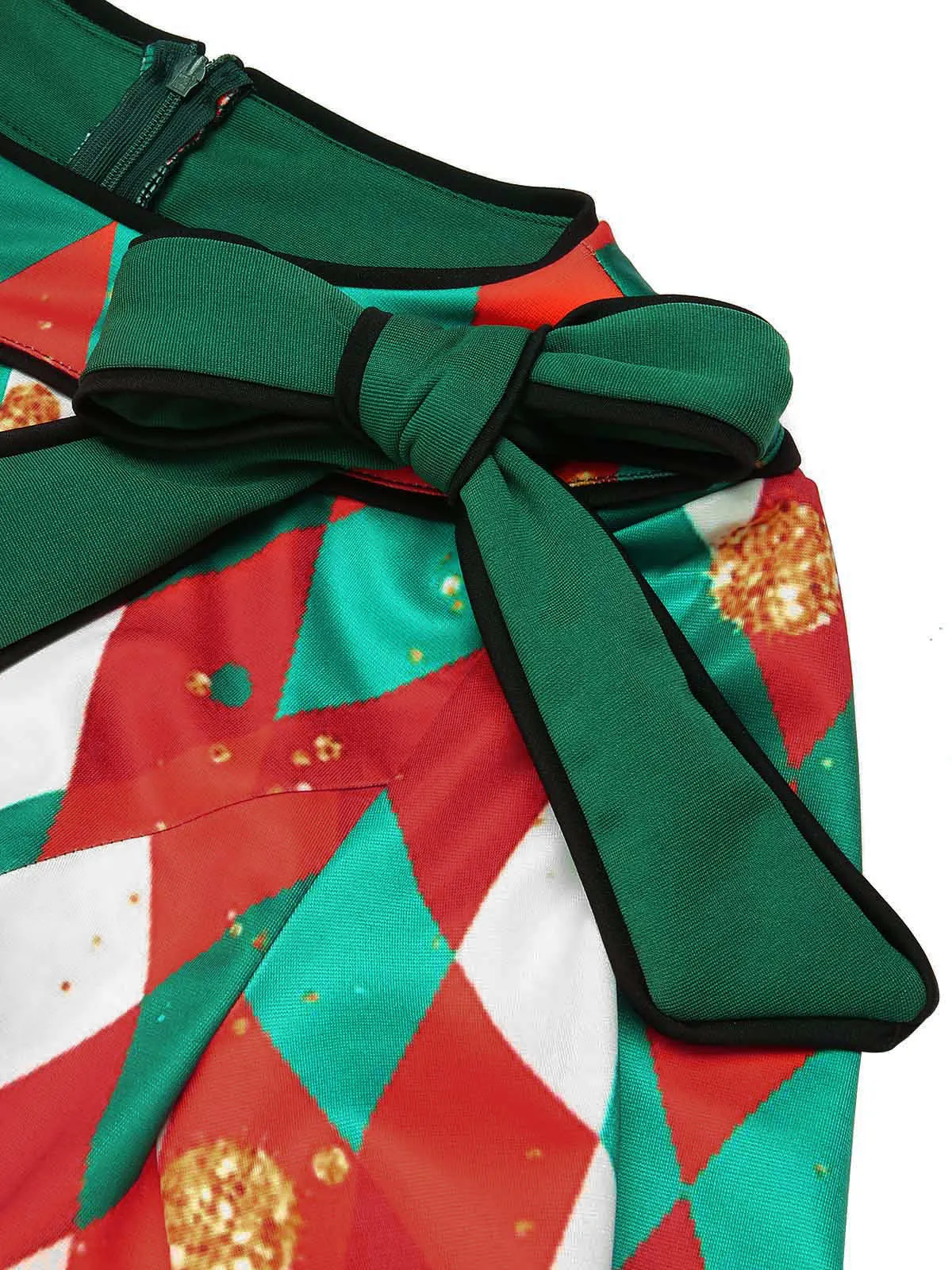 Green 1950s Christmas Plaid Patchwork Dress sold by Retro Stage product image thumbnail 5