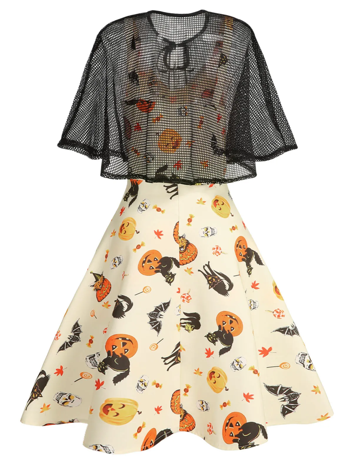 Beige 1950s Halloween Cap Costume Dress sold by Retro Stage product image thumbnail 4