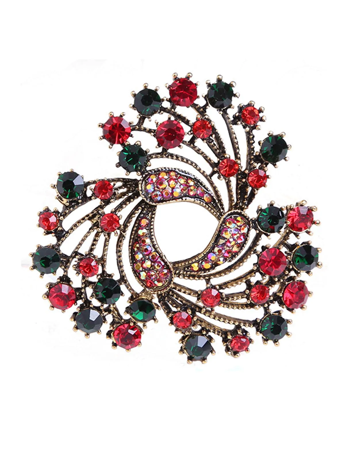Retro Christmas Wreath Rhinestone Brooch sold by Retro Stage
