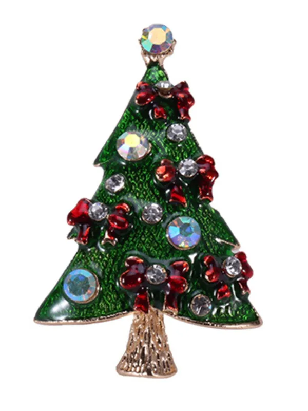 Retro Christmas Trees Rhinestone Brooch sold by Retro Stage