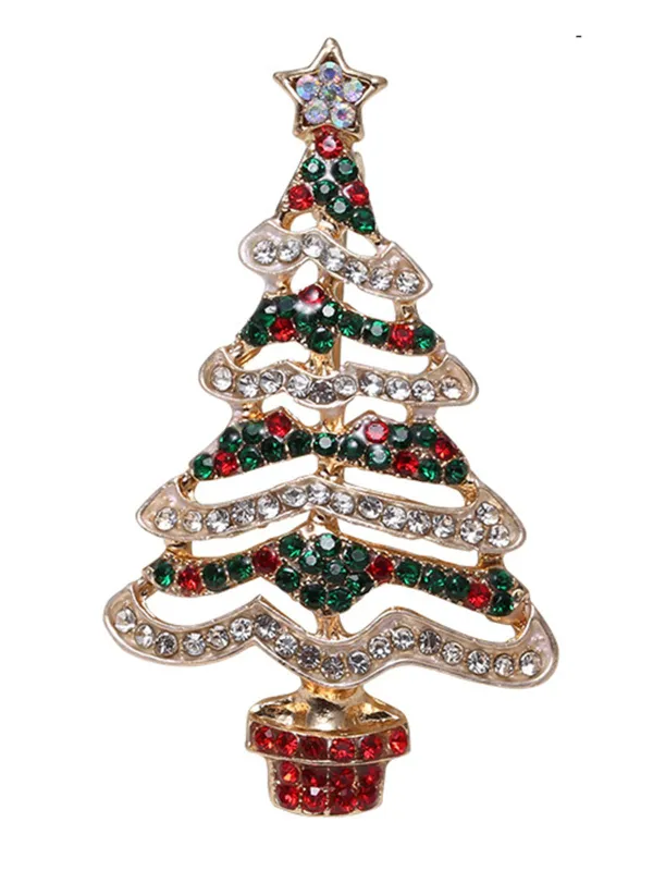Retro Christmas Trees Rhinestone Brooch sold by Retro Stage