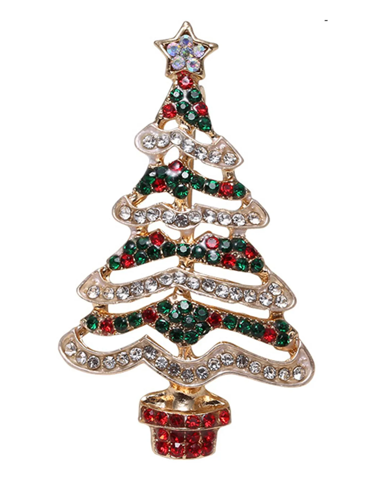 Retro Christmas Trees Rhinestone Brooch sold by Retro Stage