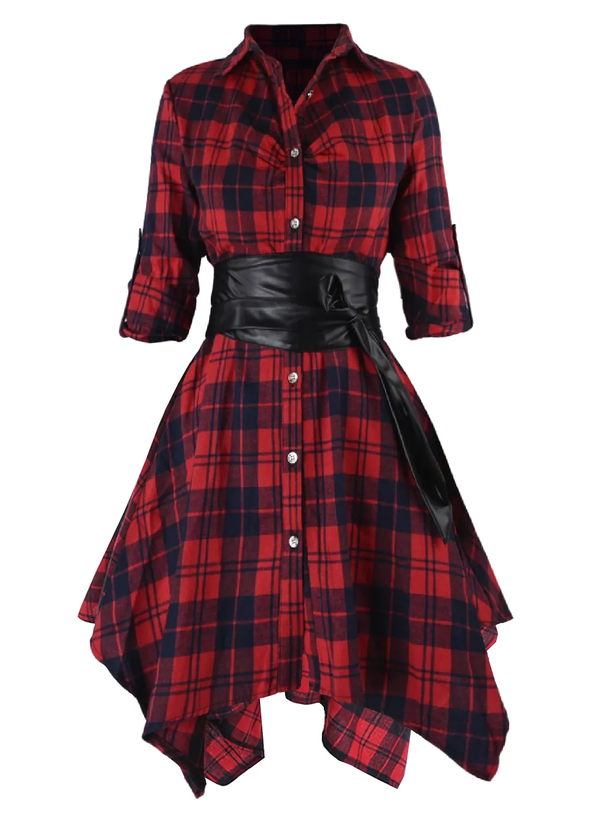 1950s 3/4 Sleeve Plaid Belt Dress sold by Retro Stage product image thumbnail 2