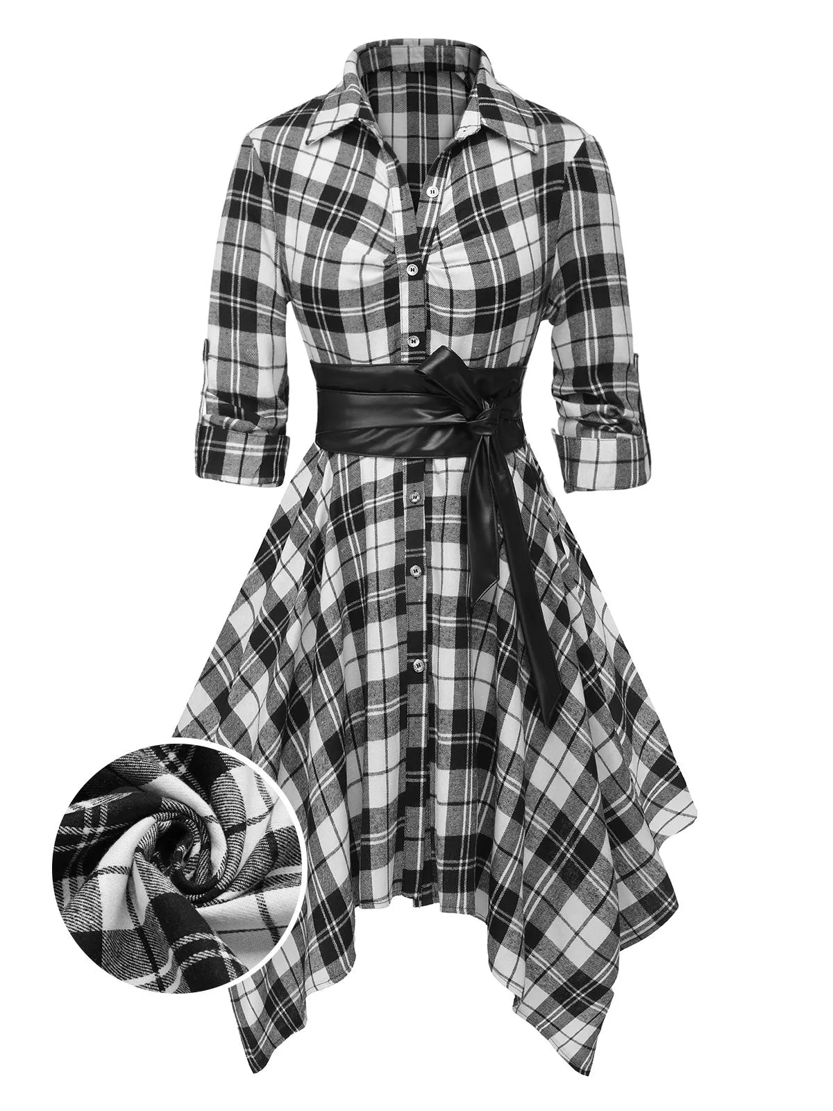 1950s 3/4 Sleeve Plaid Belt Dress sold by Retro Stage product image thumbnail 4