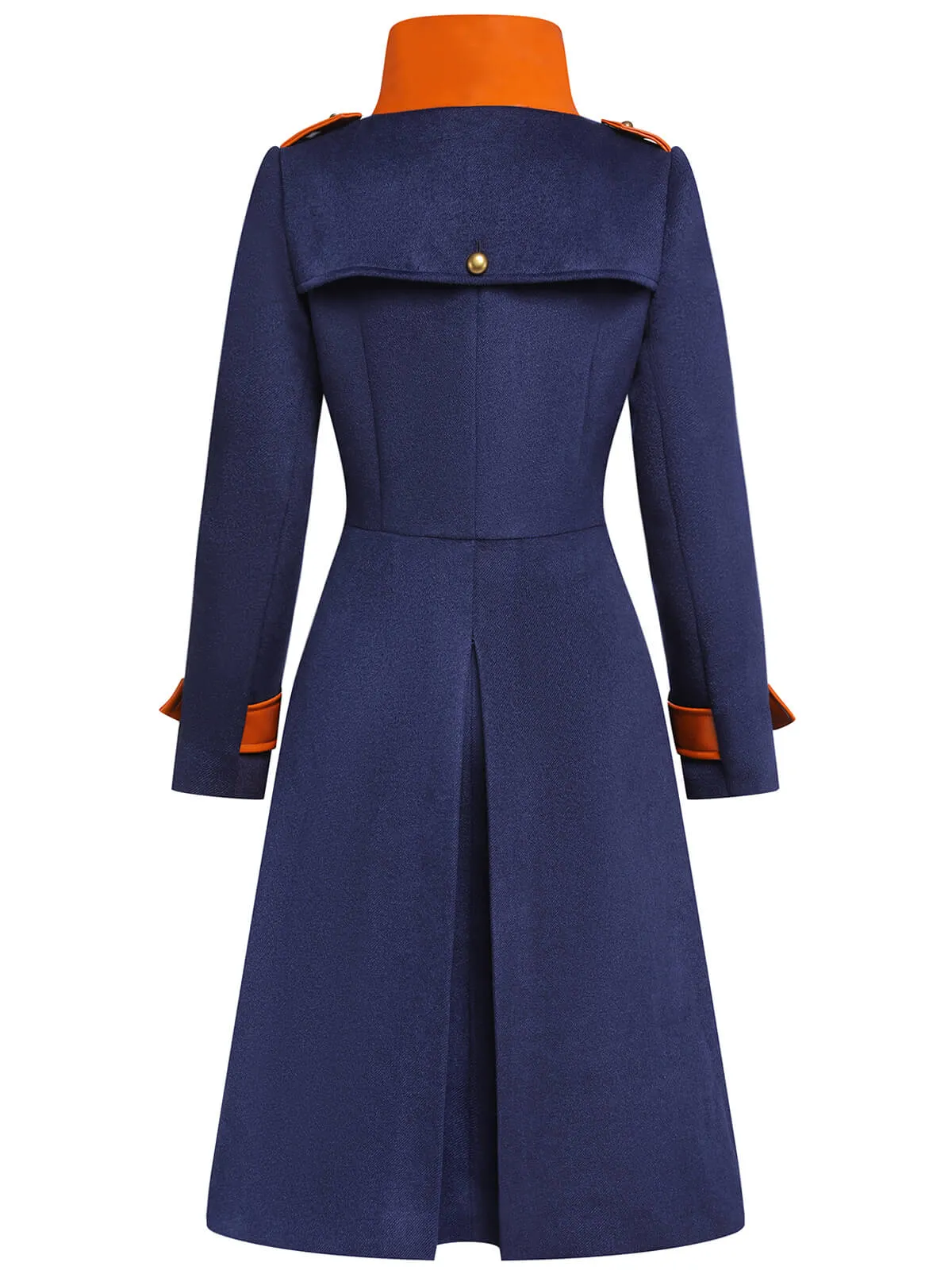 Navy Blue 1940s Patchwork Button Coat sold by Retro Stage product image thumbnail 5