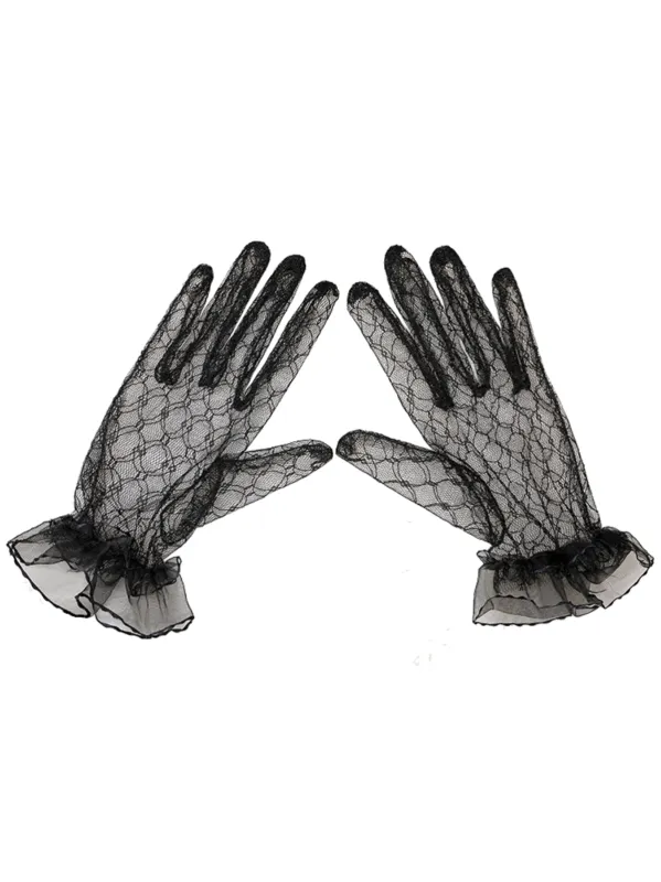 Black Retro Lace Sheer Gloves sold by Retro Stage