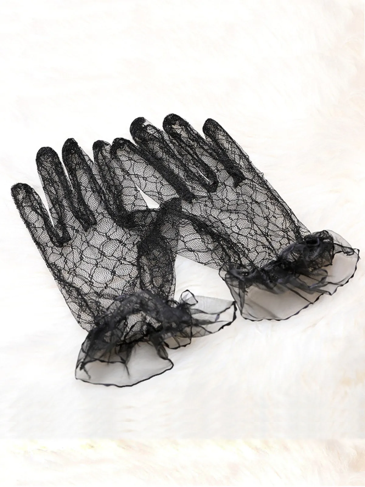 Black Retro Lace Sheer Gloves sold by Retro Stage product image thumbnail 2