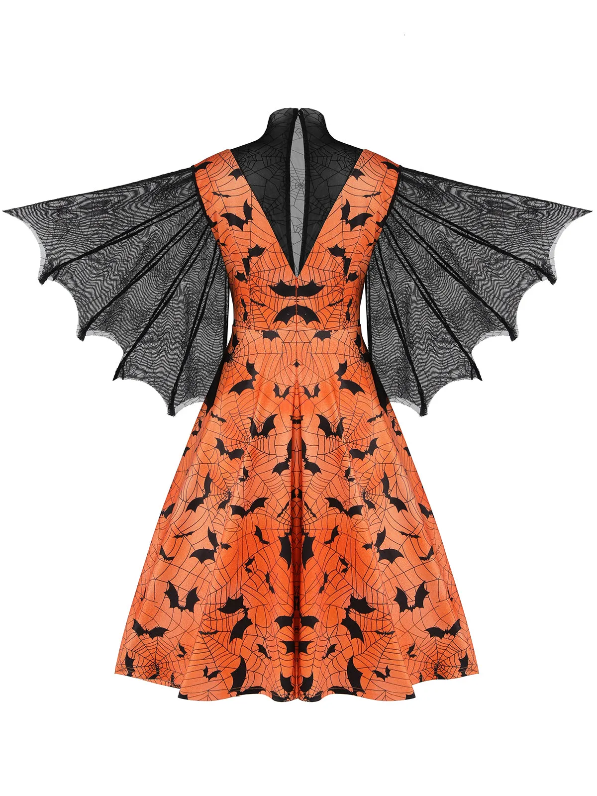 Orange Halloween Spider Sleeve Vintage Dress sold by Retro Stage product image thumbnail 4