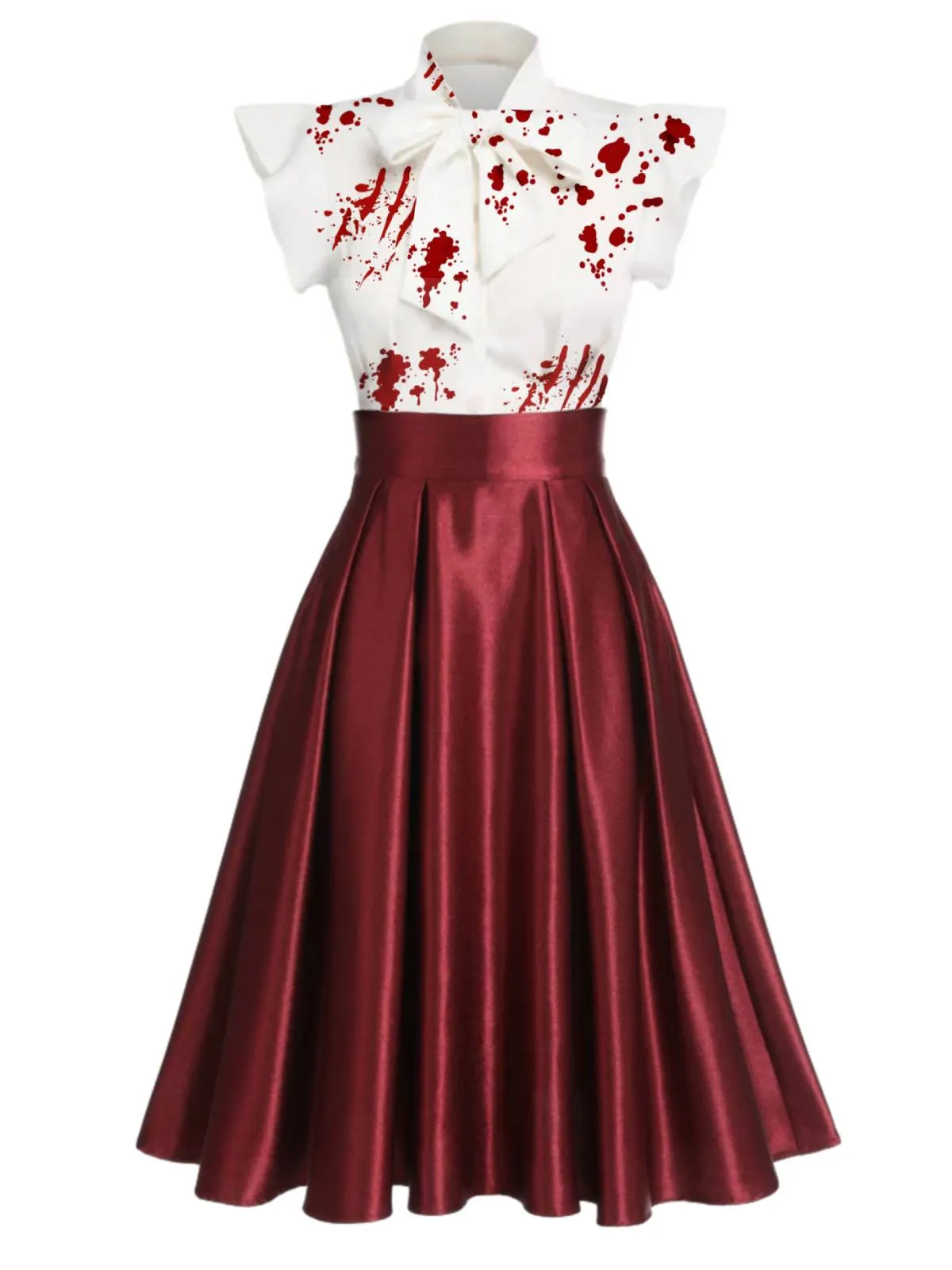 1950s Halloween Blood Bowknot Patchwork Dress sold by Retro Stage
