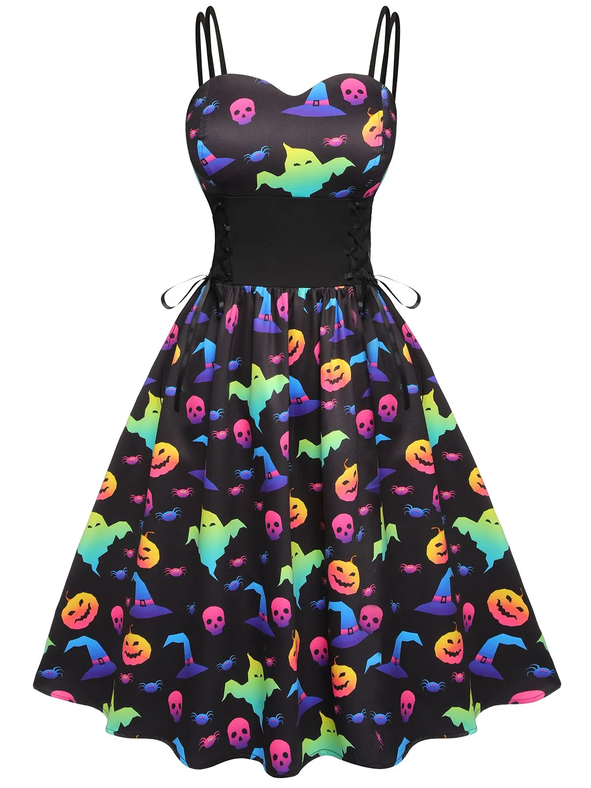 1950s Halloween Colorful Print Strap Dress sold by Retro Stage product image thumbnail 3