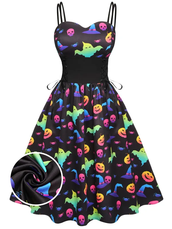 1950s Halloween Colorful Print Strap Dress sold by Retro Stage