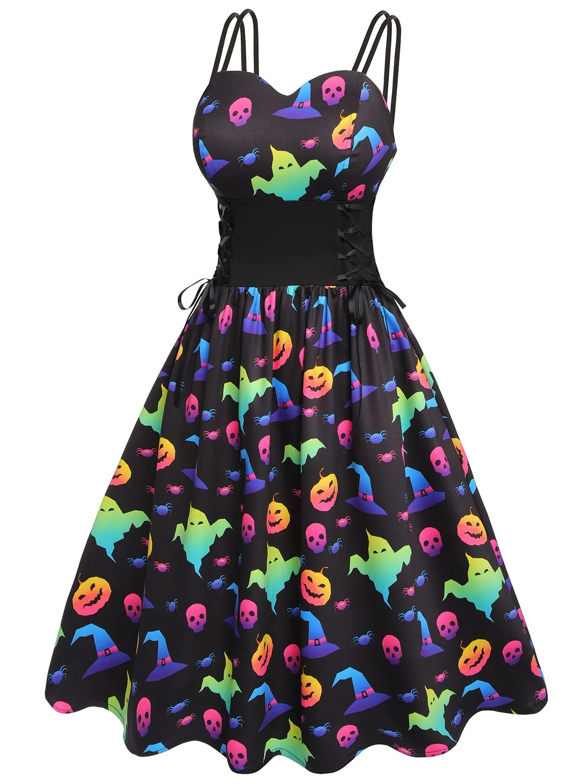 1950s Halloween Colorful Print Strap Dress sold by Retro Stage product image thumbnail 2